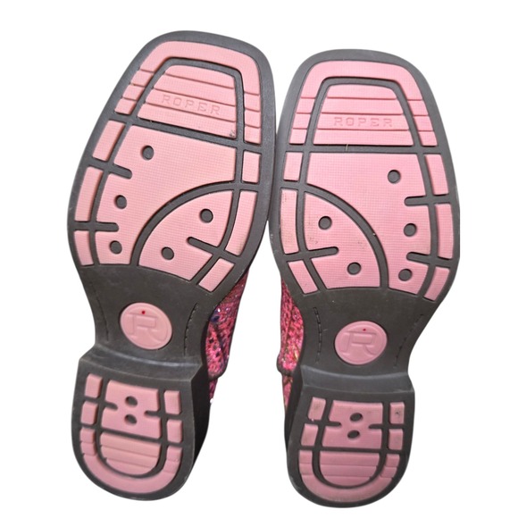 Roper Girls Pink Glitter Cowboy Boots Western Sparkle Size Little Kid 11 - Picture 5 of 8
